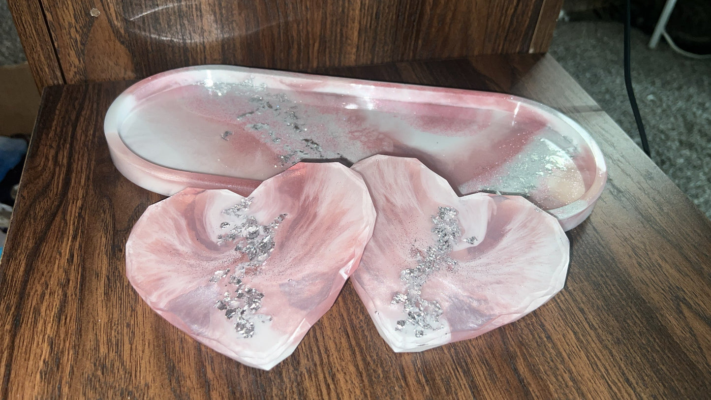 Spring Blush Resin Set | Coaster + Tray