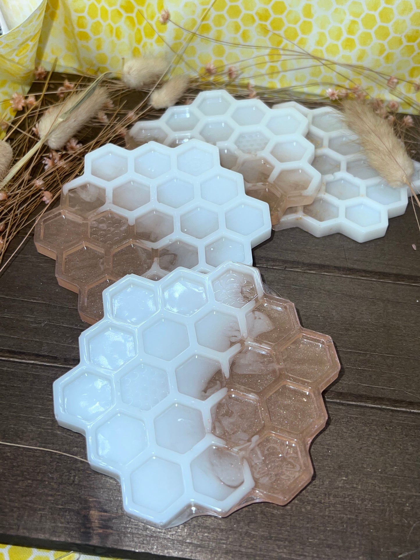 Milk&Honey Resin Coasters | Rose Gold&White
