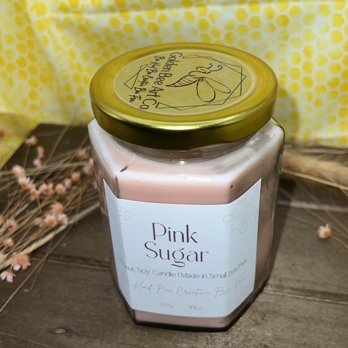 HiveAromas Candle | Scented Pink Sugar | 10oz