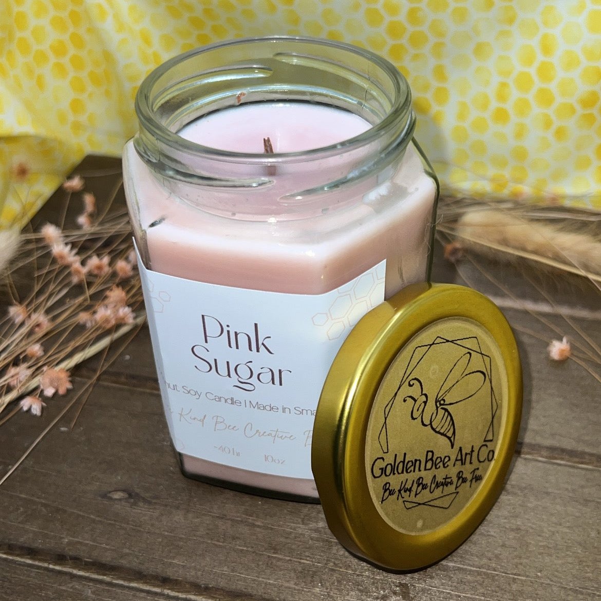 HiveAromas Candle | Scented Pink Sugar | 10oz