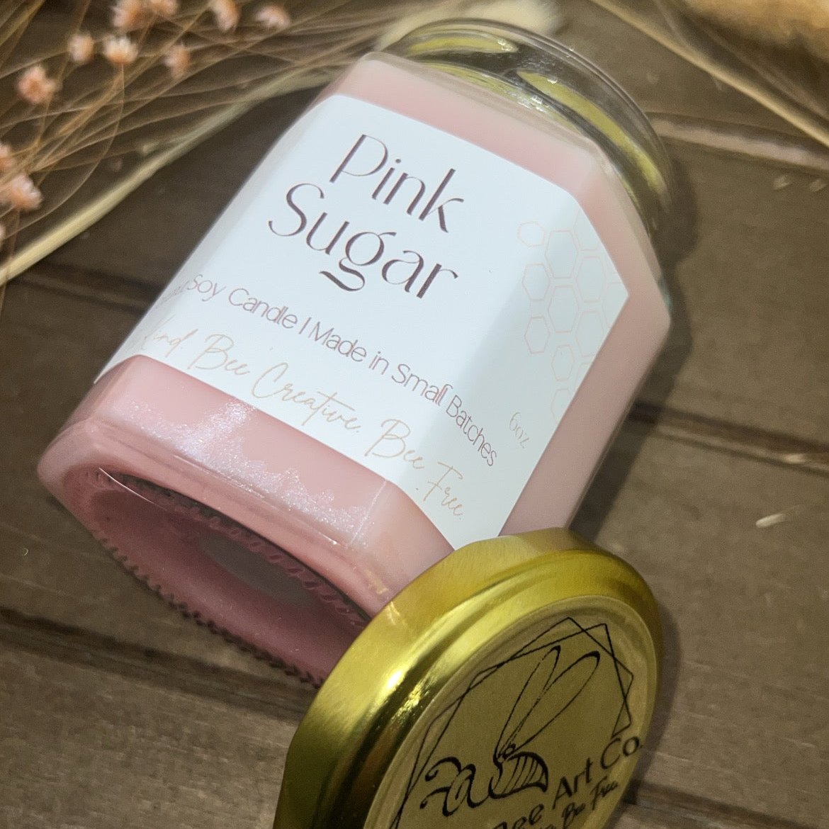 HiveAromas Candle | Scented Pink Sugar | 6oz