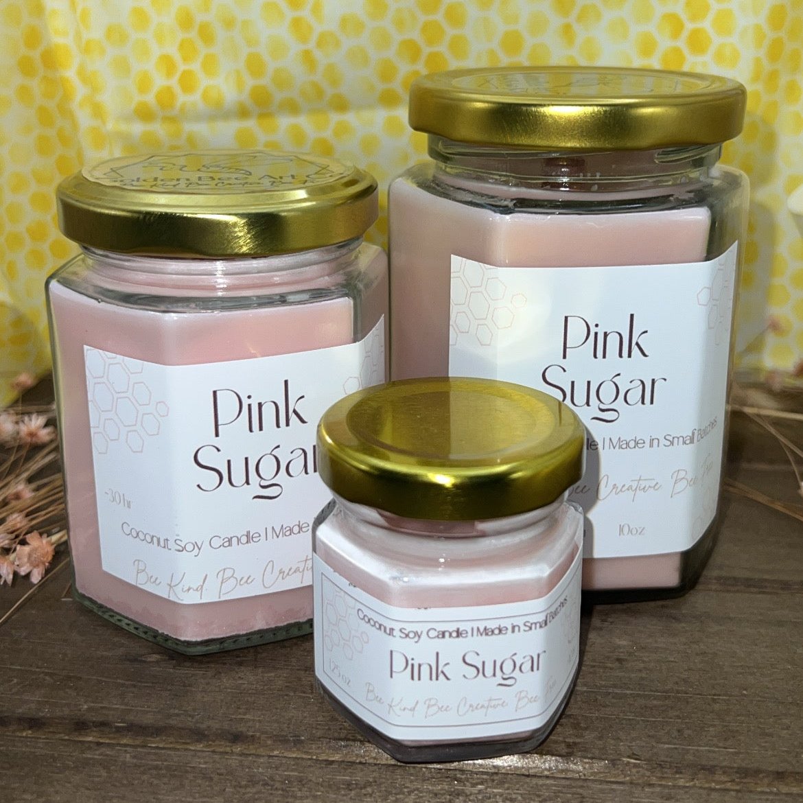 HiveAromas Candle | Scented Pink Sugar | 10oz